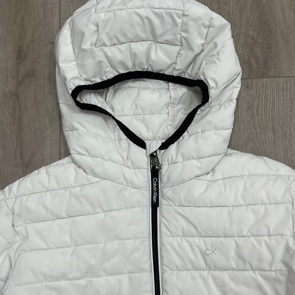 Calvin Klein Packable Puffer Quilted Zip Up Jacket White Size Small S B3 - Picture 3 of 8
